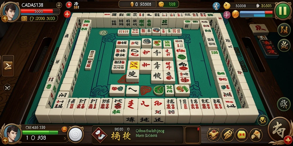 Tampilan gameplay seru dari CADAS138 dengan tampilan ubin Mahjong.