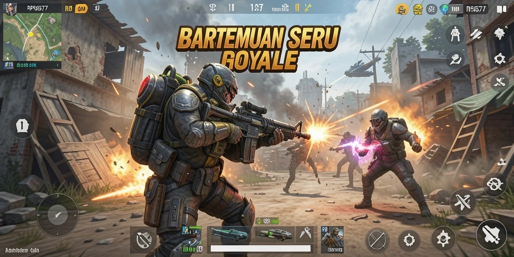 Tampilan aksi seru dalam game Battle Royale RP6677.