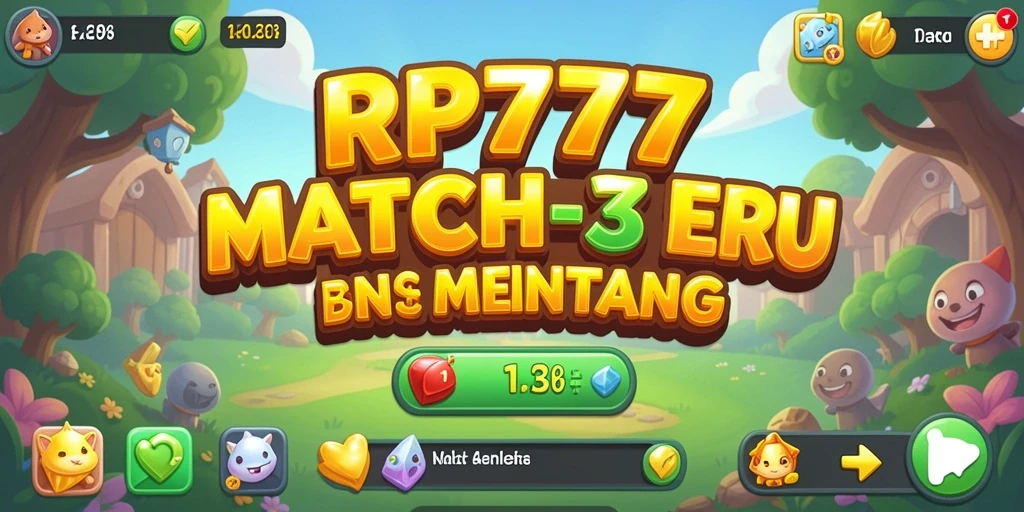 Screenshot RP777 menampilkan gameplay seru dalam permainan Match-3.